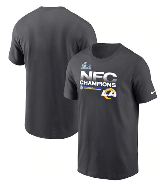 Men's Los Angeles Rams 2022 Black NFC Champions T-Shirt Men's Los Angeles Rams 2022 Black NFC Champions T-Shirt
